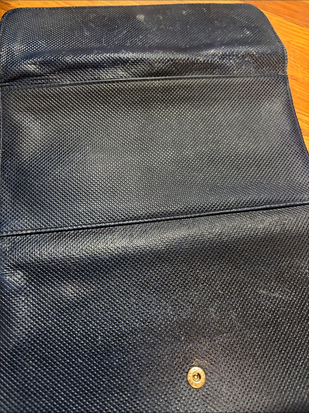 Navy Blue Leather Travel Document Wallet As Is - scratches on front. - Picture 6 of 6